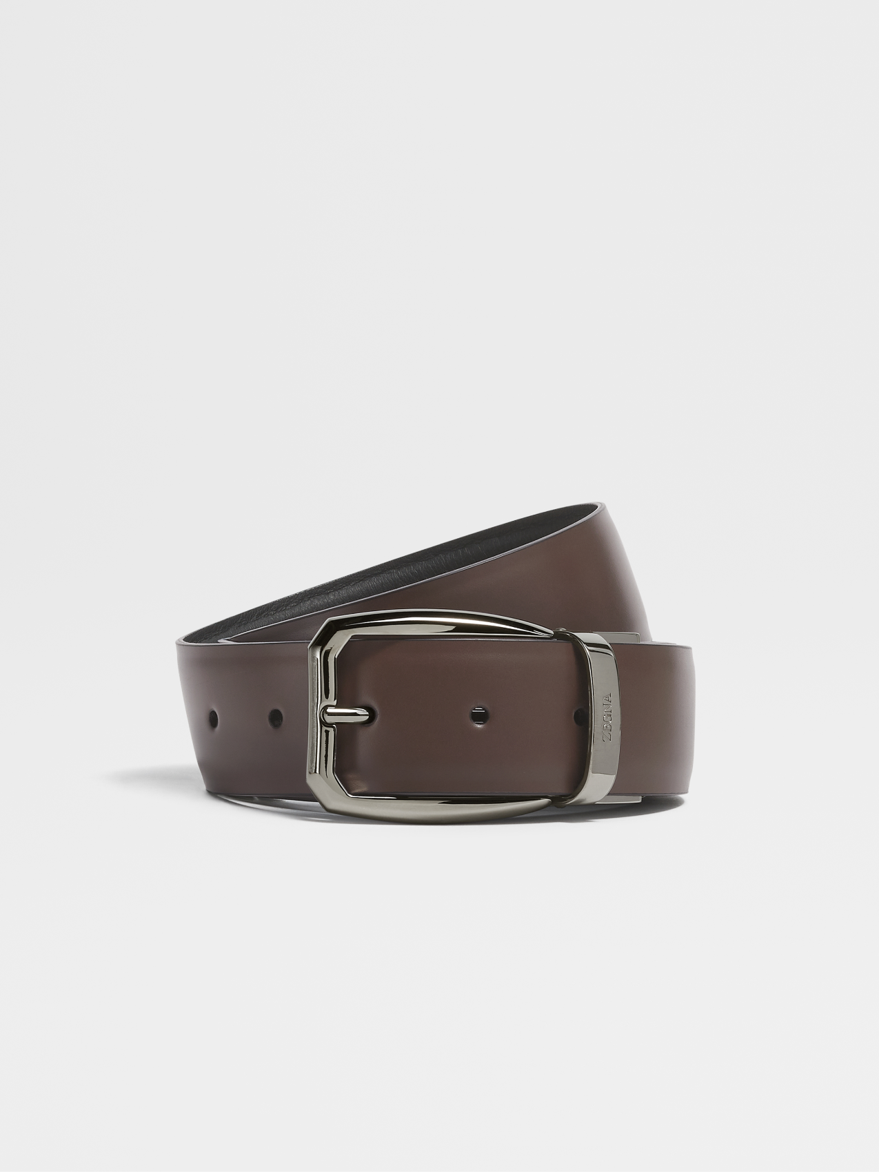 Dark Brown and Black Leather Reversible Belt